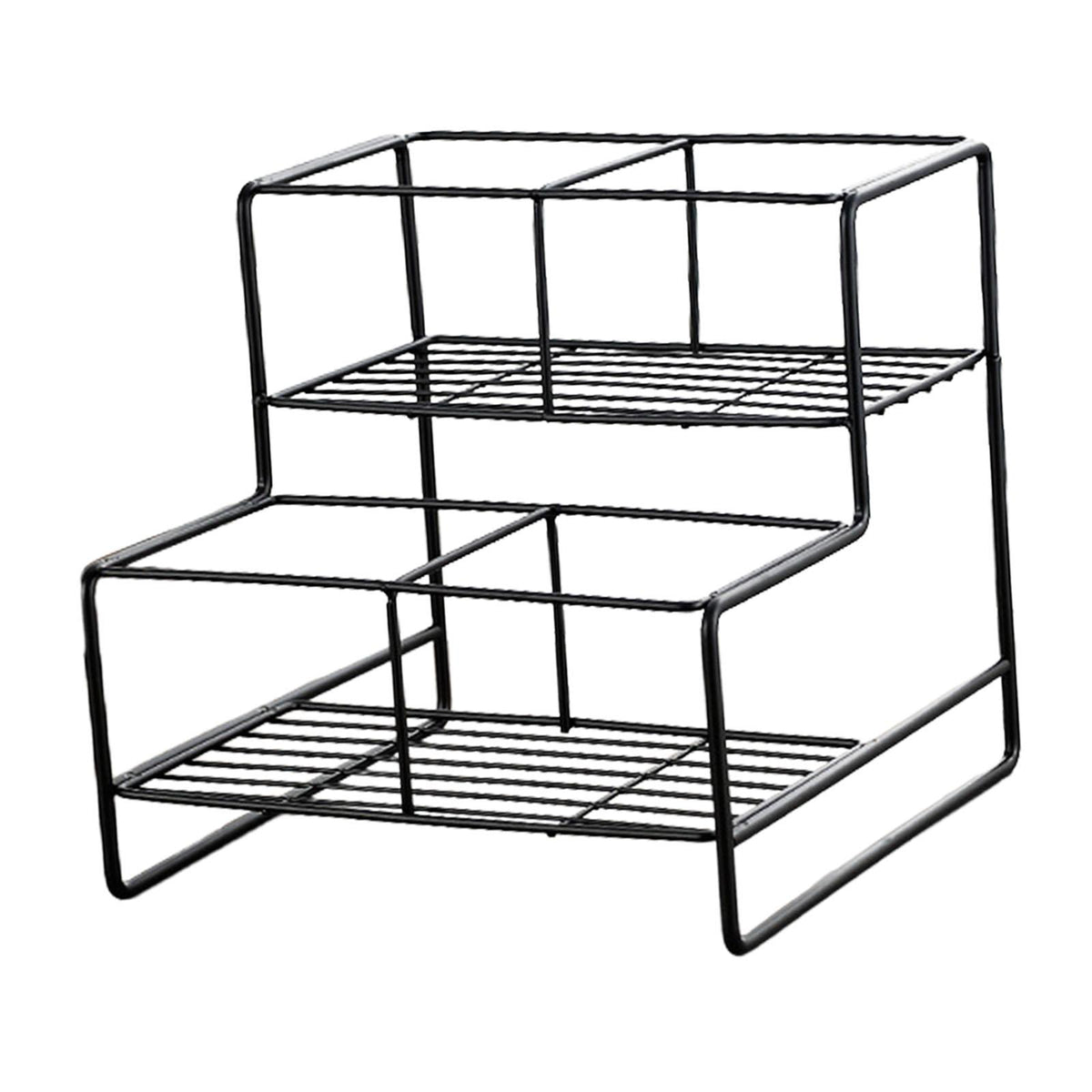 Maxbell Coffee Syrup Rack Display for dressing Shelf Black Easily Install Organizer Double Tier 4 Grids