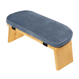 Maxbell Meditation Bench Comfortable with Soft Cushion Folding Wooden Kneeling Stool Gray Blue