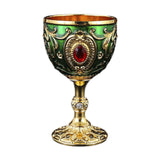 Maxbell Wine Cup Tableware Bar Mini Chalice Collection Vintage Embossed Water Goblet Gold Green