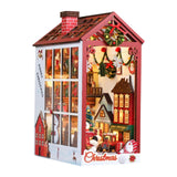 Maxbell Christmas Dollhouse Bookend DIY Puzzle Scenes Ornament for Mantelpiece Decor