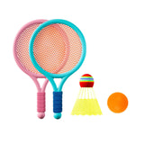 Maxbell Children Badminton Tennis Set Tennis Racket for Kids for Training Beach Toys Blue and Pink