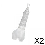 Maxbell 2xWomen's Lace Glove with Feather Gothic for Wedding Costume Accessories White