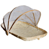 Maxbell Bamboo Tent Basket Serving Food Outdoor Picnic Pop Up Mesh Net Cover L + S