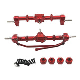 Maxbell 1/12 Front and Rear Axle Set Metal Hobby Axles Housing for MN168 RC Car DIY red