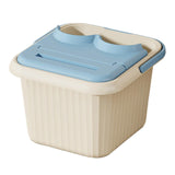 Foot Bath Basin with Handle Portable Lightweight Versatile with Massage Dots blue with lid