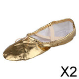 Maxbell 2xWomen Girl Gold Ballet Pointe Gymnastics Leather Dance Shoes 37
