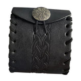 Maxbell PU Leather Belt Pouch Steampunk Medieval Waist Bag for Holiday Stage Cosplay Black Bone Pattern