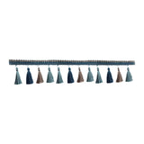 Maxbell Long Fringe Trim 3.5'' Wide Polyester Tassel for Dress Home Decor Lamp Shade blue