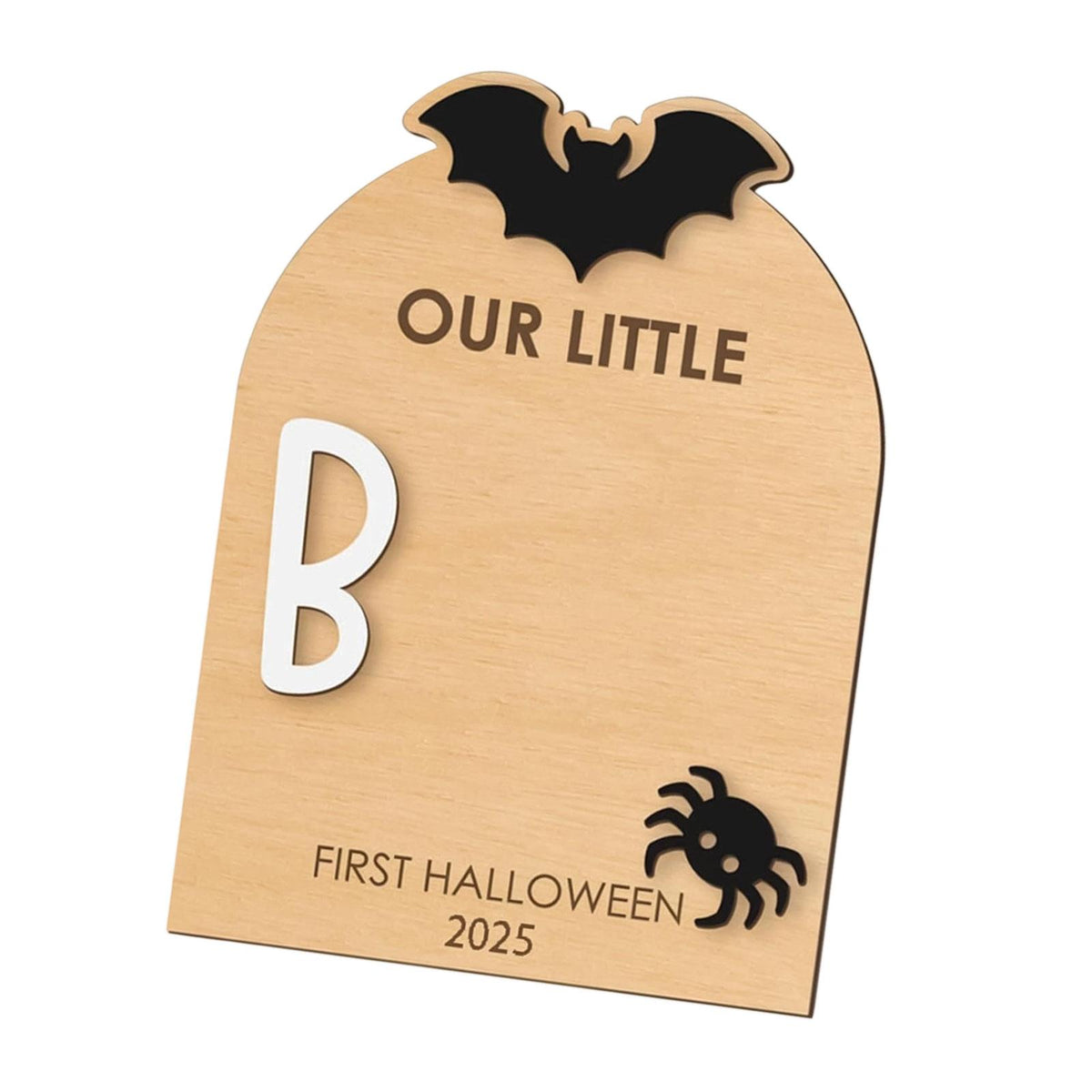 Maxbell Baby's First Halloween Footprint Plaque DIY Holiday Nursery Decorative Board Bat