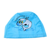 Maxbell Maxbell Children's Waterproof Cartoon Dolphin Swimming Cap Ear Protection Lake blue