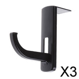 Maxbell 3xHeadphone Headset Hanger Holder Wall PC Monitor Stand Hook Sticky Black