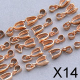 Maxbell 14x20Pcs Brass Pendant Pinch Bails 15mm - Rose Gold