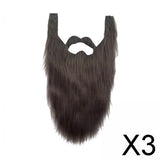 Maxbell 3xLong Beard Costume Adult Kids Dwarf Gnome Beard for Festive Party Supplies Gray