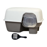 Hooded Enclosed Cat Litter Box Large Capacity High Side with Shovel Portable Gray - Aladdin Shoppers