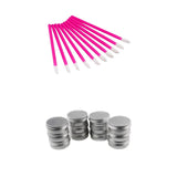 Maxbell Maxbell Lot 50 Disposable Lip Gloss Brush + Lot 12 Aluminum Round Tins Container 10g
