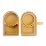Maxbell Silicone Snack Container Portable Double Compartment for Kitchen Fruits Work Khaki