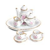 Maxbell 8pcs Dollhouse Miniature Dining Ware Porcelain Tea Set Dish Cup Plate Floral