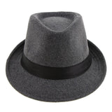 Men's Manhattan Structured Gangster Trilby Irish Wool Felt Fedora Hat  Gray