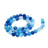 Maxbell 1 Strand 8mm Round Weathering Frosted Stone Loose Beads DIY Crafts Blue