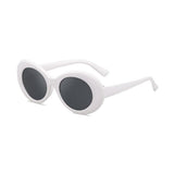 Maxbell 5 Retro Clout Goggles Glasses White Oval Bold Mod Thick Frame Sunglasses