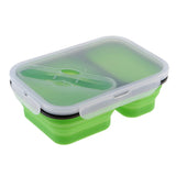 Maxbell 2/3 Comparment Reusable Silicone Bento Lunch Box for Camping Travel Picnic 2 Grid Green - Aladdin Shoppers