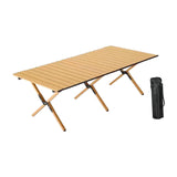 Maxbell Camping Folding Table Compact Foldable Picnic Table for Hiking Beach Kitchen wood color