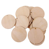 Maxbell 150 Pieces Round Unfinished Wood Pieces with Hole for DIY Crafts 50mm 30mm