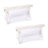 Maxbell 2Pcs Zipper Pencil Bag Transparent Pencil Case Makeup Cosmetic Bags File Pen white