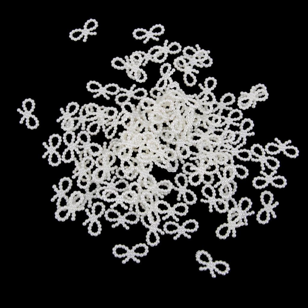 Maxbell Maxbell 100 Bowknot Shaped Faux Pearls Cabochon Embellishments Wedding Card Making