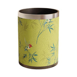 Maxbell Trash Can PU Leather Accessory Garbage Can for Bedroom Bathroom Laundry Room Style H