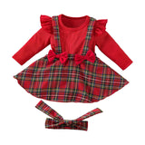 Maxbell Baby Girl Dress with Bow Headband Party Dresses Cute Puff Sleeve Plaid Dress