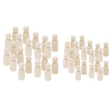Maxbell 40Pcs/Set 43mm 65mm Male Wooden Peg Dolls DIY Art Craft Wedding Cake Topper