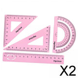Maxbell 2xGeometry Math Ruler Metal Protractor Ruler Set for Home Carpentry