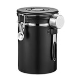 Maxbell Coffee Canister Utensils Airtight Storage Tank for Nuts Loose Leaf Tea Salts 1.8L Black