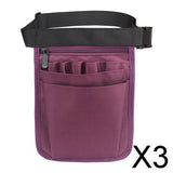 Maxbell 3xNurses Pouch Waist Bag Extra Pocket Quick Pick Organizer Pouch Purple