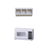 Maxbell Dollhouse Miniature Kitchen Wall Rack Shelf with Hanger Hooks & Microwave Oven
