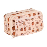 Maxbell Pencil Pouch and Zipper Portable Pen Pencil Bag for Children Students Adults Beige Capybara