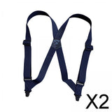 Maxbell 2xSuspenders for Men Adjustable Pants Durable Utility for Wedding Navy Blue