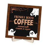 Maxbell Halloween Desk Sign Art Plaque Sign Coffee Bar Decor for Home Office Cabinet Style F