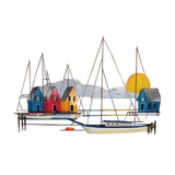 Maxbell Metal Sailboat Wall Decor Simple Hanging Plaque for Cafe Study Room Festival