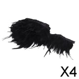 Maxbell 4xHandmade Black Rooster Feather Fringe Trim 33 Inch for Sewing Crafts