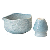 Maxbell Matcha Bowl with Whisk Holder Gift with Spout for Kitchen Tea Lovers Friends Blue