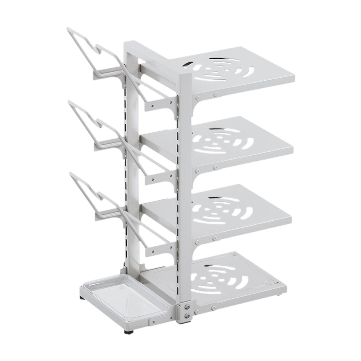Maxbell Adjustable Pot Pan Organizer Rack 4 Tiers Pot Storage Rack for Baking Sheets