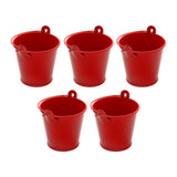 Maxbell 5x Galvanized Metal Buckets Container Rustic Party Favors Sturdy Ice Buckets Red