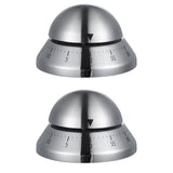 Maxbell 2x Stainless Steel 60min Clock Kitchen Timer UFO Round Mechanical Reminder