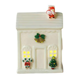 Maxbell Ceramic Christmas Village House White LED Warm Lights for Party Table Winter Style D