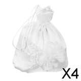 Maxbell 4xSatin Pearl Rhinestone Wedding Bridal Dolly Bag Handbag Ivory 21x22cm