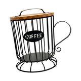 Maxbell Coffee Pod Holder Large Capacity Rustic Organizer for Countertop Kitchen Bar L black