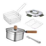 Maxbell Small Deep Fryer Pot Outdoor Lid Fryer with Basket for Vegetables Fish Fries