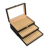 Maxbell Pen Display Box Premium Multipurpose Pen Collection Case for Shop Home Study 36 Grids Black Beige